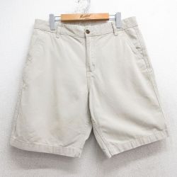 W35★古着 ショート パンツ ショーツ メンズ コットン 薄ベージュ カーキ 25jul02 中古 ボトムス 短パン ショーパン ハーフ