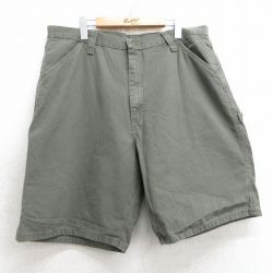 【20%OFF】W38★古着 ラングラー Wrangler ショート ペインター パンツ ショーツ メンズ ダック地 コットン 濃緑 グリーン 25jul02 中古 ボトムス 短パン ショーパン