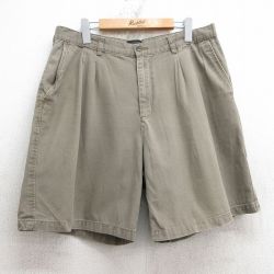 【50%OFF】W35★古着 HAGGAR ショート パンツ ショーツ メンズ コットン 薄茶 ブラウン 25jul02 中古 ボトムス 短パン ショーパン ハーフ