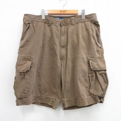 W39★古着 ラルフローレン Ralph Lauren ショート ブランド カーゴ チノ パンツ チノパン ショーツ メンズ 90年代 90s ワンポイントロゴ 大きいサイズ コットン 茶 ブラウン 【spe】 25jul02 中古 ボトムス 短パン ショーパン