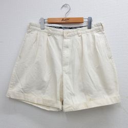 W33★古着 ラルフローレン Ralph Lauren ポロゴルフ ショート ブランド パンツ ショーツ メンズ 90年代 90s ワンポイントロゴ コットン 生成り 25jul02 中古 ボトムス 短パン ショーパン