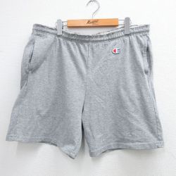 W39★古着 チャンピオン champion ショート イージー パンツ ショーツ メンズ 90年代 90s ワンポイントロゴ グレー 25jul02 中古 ボトムス 短パン ショーパン