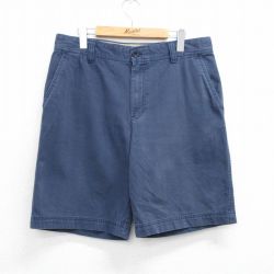 W34★古着 IZOD ショート パンツ ショーツ メンズ コットン 紺 ネイビー 25jul03 中古 ボトムス 短パン ショーパン ハーフ