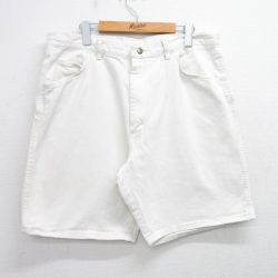【20%OFF】W36★古着 ラングラー Wrangler ショート パンツ ショーツ メンズ 90年代 90s コットン USA製 白 ホワイト デニム 25jul03 中古 ボトムス 短パン ショーパン ハーフ