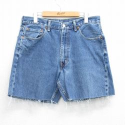 【20%OFF】W34★古着 リーバイス Levis 550 ショート パンツ ショーツ メンズ コットン 紺 ネイビー デニム 25jul03 中古 ボトムス 短パン ショーパン ハーフ