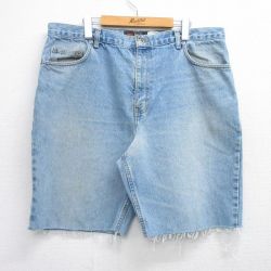 W39★古着 ルート66 ショート パンツ ショーツ メンズ 00年代 00s ヒゲ コットン 紺 ネイビー デニム 25jul03 中古 ボトムス 短パン ショーパン ハーフ