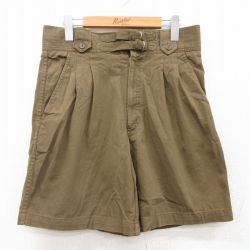 W32★古着 ショート パンツ ショーツ メンズ コットン 茶 ブラウン 25jul03 中古 ボトムス 短パン ショーパン ハーフ