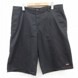 W36★古着 ディッキーズ Dickies ハーフ ワーク パンツ ショーツ メンズ 黒 ブラック 25jul03 中古 ボトムス 短パン ショーパン