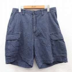 W34★古着 セントジョンズベイ ショート カーゴ パンツ ショーツ メンズ 紺 ネイビー 25jul03 中古 ボトムス 短パン ショーパン