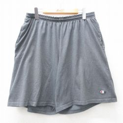 W37★古着 チャンピオン champion ショート イージー パンツ ショーツ メンズ ワンポイントロゴ 濃グレー 霜降り 25jul04 中古 ボトムス 短パン ショーパン