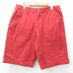 W35★古着 エディーバウアー ショート パンツ ショーツ メンズ コットン 赤系 レッド 25jul04 中古 ボトムス 短パン ショーパン ハーフ