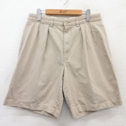 W32★古着 ラルフローレン Ralph Lauren ブランド ショート チノ パンツ チノパン ショーツ メンズ 90年代 90s コットン ベージュ カーキ 25jul04 中古 ボトムス 短パン ショーパン