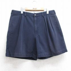W36★古着 ラルフローレン Ralph Lauren ブランド ショート チノ パンツ ショーツ チノパン メンズ 90年代 90s コットン USA製 紺 ネイビー 25jul05 中古 ボトムス 短パン ショーパン