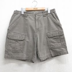 【50%OFF】W34★古着 ブッシュ ショート パンツ ショーツ メンズ ダック地 コットン 茶 ブラウン 25jul05 中古 ボトムス 短パン ショーパン ハーフ