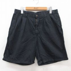【50%OFF】W31★古着 ショート パンツ ショーツ メンズ 90年代 90s コットン 黒 ブラック 25jul05 中古 ボトムス 短パン ショーパン ハーフ