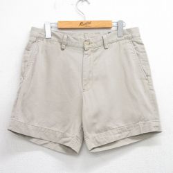 W33★古着 ラルフローレン Ralph Lauren ブランド ショート パンツ ショーツ メンズ 90年代 90s コットン ベージュ カーキ 25jul05 中古 ボトムス 短パン ショーパン ハーフ