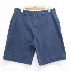 W33★古着 ショート パンツ ショーツ メンズ コットン 紺 ネイビー 25jul05 中古 ボトムス 短パン ショーパン ハーフ
