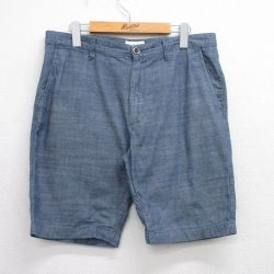 W35★古着 ショート パンツ ショーツ メンズ コットン 紺 ネイビー デニム系 25jul05 中古 ボトムス 短パン ショーパン ハーフ