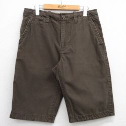 W34★古着 ショート パンツ ショーツ メンズ コットン 茶 ブラウン 25jul05 中古 ボトムス 短パン ショーパン ハーフ