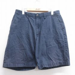 W34★古着 ノーティカ NAUTICA ショート ブランド パンツ ショーツ メンズ コットン 紺 ネイビー 25jul07 中古 ボトムス 短パン ショーパン