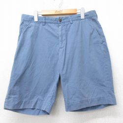 W34★古着 ラルフローレン Ralph Lauren ブランド ショート パンツ ショーツ メンズ 90年代 90s ワンポイントロゴ コットン 薄紺 ネイビー 25jul07 中古 ボトムス 短パン ショーパン ハーフ