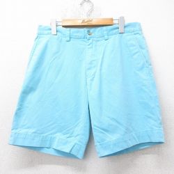 W32★古着 ラルフローレン Ralph Lauren ブランド ショート パンツ ショーツ メンズ コットン 水色 25jul07 中古 ボトムス 短パン ショーパン ハーフ