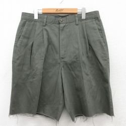 W35★古着 ドッカーズ ショート パンツ ショーツ メンズ 00年代 00s コットン 濃緑 グリーン 25jul07 中古 ボトムス 短パン ショーパン ハーフ