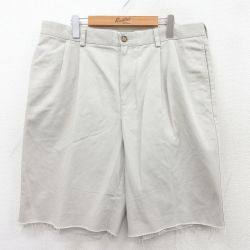 W37★古着 エルエルビーン LLBEAN ショート パンツ ショーツ メンズ 00年代 00s コットン 薄ベージュ カーキ 25jul07 中古 ボトムス 短パン ショーパン ハーフ