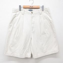 【20%OFF】W34★古着 ショート パンツ ショーツ メンズ コットン 白 ホワイト 25jul07 中古 ボトムス 短パン ショーパン ハーフ