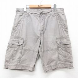 W35★古着 リーバイス Levis ショート カーゴ パンツ ショーツ メンズ コットン グレー系 25jul07 中古 ボトムス 短パン ショーパン