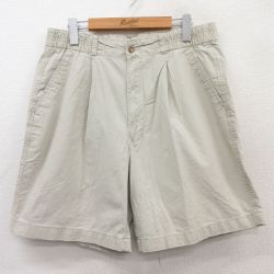 【50%OFF】W33★古着 ショート パンツ ショーツ メンズ 80年代 80s タロン 薄ベージュ カーキ 25jul08 中古 ボトムス 短パン ショーパン ハーフ