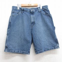 W36★古着 ラングラー Wrangler ショート ペインター パンツ ショーツ メンズ 紺 ネイビー デニム 25jul08 中古 ボトムス 短パン ショーパン