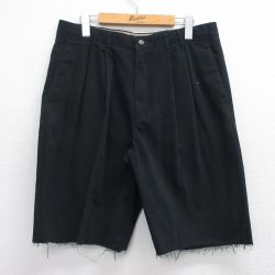 W33★古着 ドッカーズ ショート パンツ ショーツ メンズ コットン 黒 ブラック 25jul09 中古 ボトムス 短パン ショーパン ハーフ