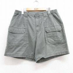【20%OFF】W34★古着 ショート ブッシュ パンツ ショーツ メンズ コットン タロン 緑系 グリーン 25jul09 中古 ボトムス 短パン ショーパン