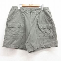 W36★古着 ショート ブッシュ パンツ ショーツ メンズ コットン 緑 グリーン 25jul09 中古 ボトムス 短パン ショーパン