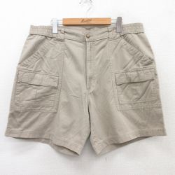 W38★古着 ショート ブッシュ パンツ ショーツ メンズ コットン ベージュ カーキ 25jul09 中古 ボトムス 短パン ショーパン