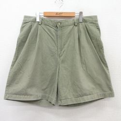 W38★古着 IZOD ショート パンツ ショーツ メンズ 緑系 グリーン 25jul09 中古 ボトムス 短パン ショーパン ハーフ