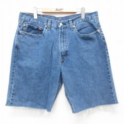 【20%OFF】W36★古着 リーバイス Levis 550 ショート パンツ ショーツ メンズ コットン 紺 ネイビー デニム 25jul10 中古 ボトムス 短パン ショーパン ハーフ