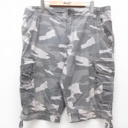 W36★古着 FADED GLORY ショート カーゴ パンツ ショーツ メンズ コットン グレー 迷彩 25jul10 中古 ボトムス 短パン ショーパン