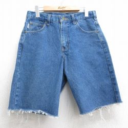 W30★古着 カーハート Carhartt ショート パンツ ショーツ メンズ コットン 紺 ネイビー デニム 25jul09 中古 ボトムス 短パン ショーパン ハーフ