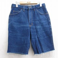 【20%OFF】W32★古着 ショート パンツ ショーツ メンズ 80年代 80s ヒゲ BRANDERS コットン タロン 紺 ネイビー デニム 【spe】 25jul09 中古 ボトムス 短パン ショーパン ハーフ