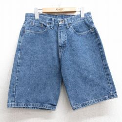 W31★古着 ラングラー Wrangler ショート パンツ ショーツ メンズ コットン 紺 ネイビー デニム 25jul10 中古 ボトムス 短パン ショーパン ハーフ