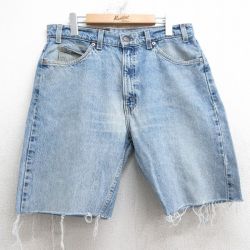 W34★古着 リーバイス Levis 505 ショート パンツ ショーツ メンズ 00年代 00s ヒゲ コットン 薄紺 ネイビー デニム 【spe】 25jul10 中古 ボトムス 短パン ショーパン ハーフ