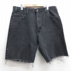 W38★古着 アリゾナジーンズ ショート パンツ ショーツ メンズ 90年代 90s コットン USA製 タロン 黒 ブラック デニム 25jul10 中古 ボトムス 短パン ショーパン ハーフ