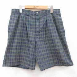 W34★古着 アメリカンイーグル American Eagle ショート パンツ ショーツ メンズ 90年代 90s 紺他 ネイビー チェック 25jul11 中古 ボトムス 短パン ショーパン ハーフ