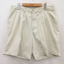 【50%OFF】W36★古着 ピューリタン ショート パンツ ショーツ メンズ 00年代 00s 薄ベージュ カーキ 25jul17 中古 ボトムス 短パン ショーパン ハーフ