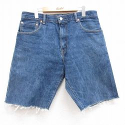 【20%OFF】W35★古着 リーバイス Levis 517 ショート パンツ ショーツ メンズ コットン 紺 ネイビー デニム 25jul17 中古 ボトムス 短パン ショーパン ハーフ