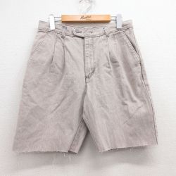 【20%OFF】W32★古着 ショート パンツ ショーツ メンズ 90年代 90s コットン グレー系 デニム 25jul17 中古 ボトムス 短パン ショーパン ハーフ