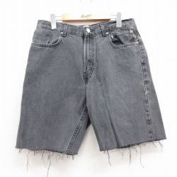 W32★古着 ハーレーダビッドソン Harley Davidson ショート パンツ ショーツ メンズ コットン 黒 ブラック デニム 【spe】 25jul17 中古 ボトムス 短パン ショーパン ハーフ