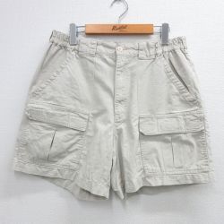 【50%OFF】W34★古着 ショート ブッシュ パンツ ショーツ メンズ 薄ベージュ カーキ 25jul17 中古 ボトムス 短パン ショーパン